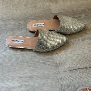 Steve Madden Rhinestone Pointed Toe Mules Sparkly Glamour Womens Size 8.5 M